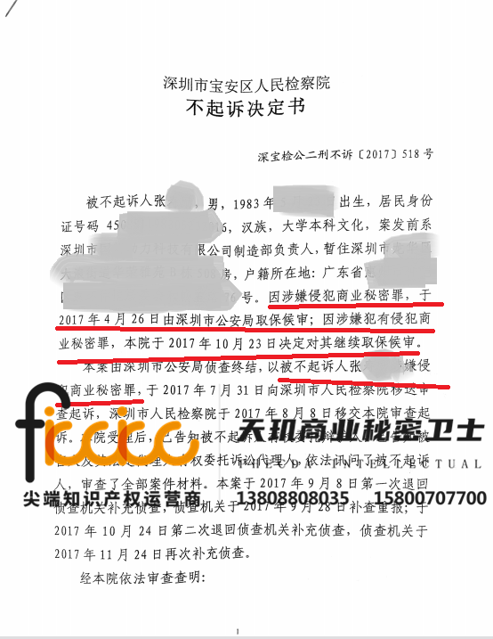 张某某侵犯商业秘密罪检察院不起诉
